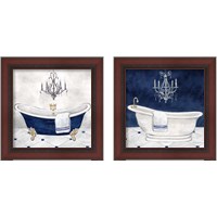 Framed 'Navy Blue Bath 2 Piece Framed Art Print Set' border=