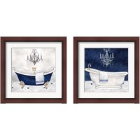 Framed 'Navy Blue Bath 2 Piece Framed Art Print Set' border=