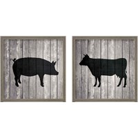 Framed 'Barn Animal 2 Piece Framed Art Print Set' border=