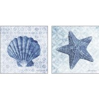 Framed 'Seashell & Starfish 2 Piece Art Print Set' border=