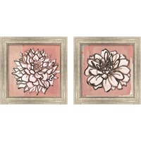 Framed Pink and Gray Floral  2 Piece Framed Art Print Set