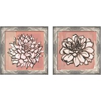 Framed 'Pink and Gray Floral  2 Piece Framed Art Print Set' border=