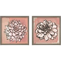 Framed Pink and Gray Floral  2 Piece Framed Art Print Set