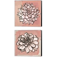 Framed Pink and Gray Floral  2 Piece Canvas Print Set