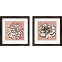 Framed 'Pink and Gray Floral  2 Piece Framed Art Print Set' border=