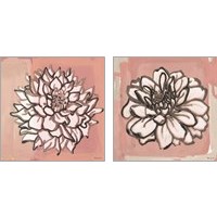 Framed Pink and Gray Floral  2 Piece Art Print Set