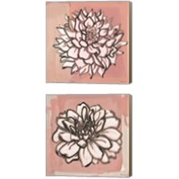 Framed 'Pink and Gray Floral  2 Piece Canvas Print Set' border=
