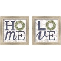 Framed 'Home with Eucalyptus Wreath 2 Piece Framed Art Print Set' border=