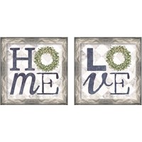 Framed 'Home with Eucalyptus Wreath 2 Piece Framed Art Print Set' border=