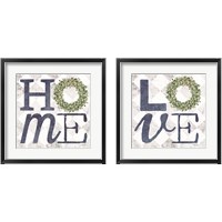 Framed 'Home with Eucalyptus Wreath 2 Piece Framed Art Print Set' border=