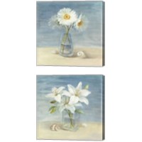 Framed Flowers and Shells 2 Piece Canvas Print Set