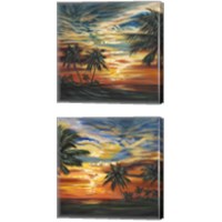 Framed Stunning Tropical Sunset 2 Piece Canvas Print Set