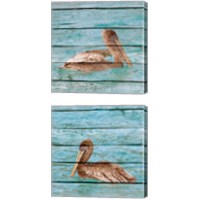 Framed Wood Pelican 2 Piece Canvas Print Set