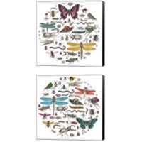 Framed 'Insect Circle 2 Piece Canvas Print Set' border=