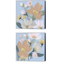 Framed 'Bouquet on Blue 2 Piece Canvas Print Set' border=