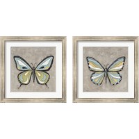 Framed 'Graphic Spring Butterfly 2 Piece Framed Art Print Set' border=