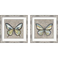 Framed 'Graphic Spring Butterfly 2 Piece Framed Art Print Set' border=
