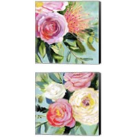 Framed 'Brushy Floral 2 Piece Canvas Print Set' border=