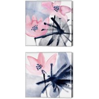 Framed 'Pink Water Lilies 2 Piece Canvas Print Set' border=