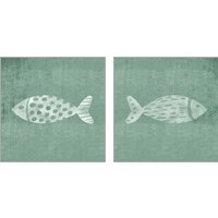 Framed 'Dash Fish on Beachglass 2 Piece Art Print Set' border=