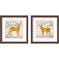 Framed 'It's the Most Wonderful Time Deer 2 Piece Framed Art Print Set' border=
