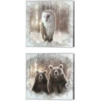 Framed 'Enchanted Winter Bears 2 Piece Canvas Print Set' border=