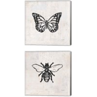 Framed 'Insect Stamp BW 2 Piece Canvas Print Set' border=