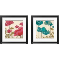 Framed 'Ladybug Flowers 2 Piece Framed Art Print Set' border=