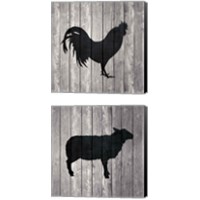 Framed 'Barn Animal 2 Piece Canvas Print Set' border=