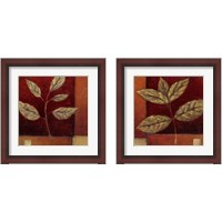 Framed 'Crimson Leaf Study 2 Piece Framed Art Print Set' border=