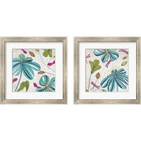 Framed 'Flowers, Dragonflies & Butterflies 2 Piece Framed Art Print Set' border=