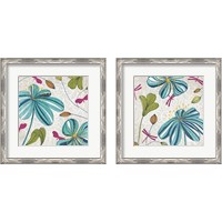 Framed 'Flowers, Dragonflies & Butterflies 2 Piece Framed Art Print Set' border=