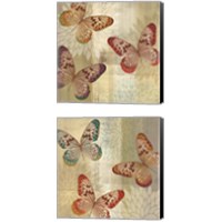 Framed 'Tropical Butterflies 2 Piece Canvas Print Set' border=