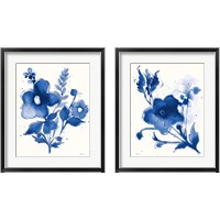 Framed 'Independent Blooms Blue 2 Piece Framed Art Print Set' border=