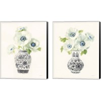 Framed Floral Chinoiserie Black 2 Piece Canvas Print Set