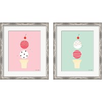 Framed 'Ice Cream and Cherry 2 Piece Framed Art Print Set' border=