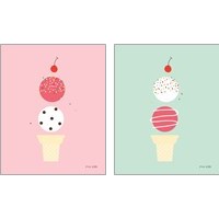 Framed Ice Cream and Cherry 2 Piece Art Print Set