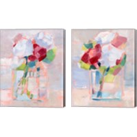 Framed 'Abstract Flowers in Vase 2 Piece Canvas Print Set' border=