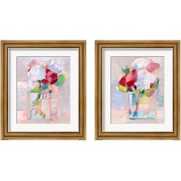 Framed 'Abstract Flowers in Vase 2 Piece Framed Art Print Set' border=
