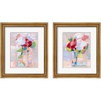 Framed 'Abstract Flowers in Vase 2 Piece Framed Art Print Set' border=