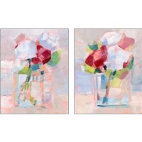 Framed Abstract Flowers in Vase 2 Piece Art Print Set