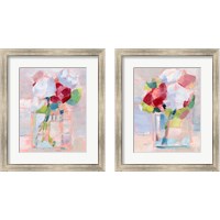 Framed 'Abstract Flowers in Vase 2 Piece Framed Art Print Set' border=