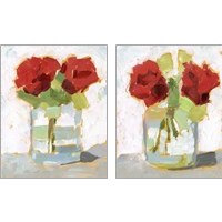 Framed 'Cut Roses 2 Piece Art Print Set' border=