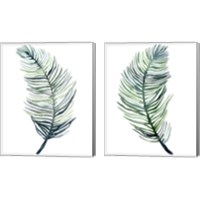 Framed 'Watercolor Palm Leaves 2 Piece Canvas Print Set' border=