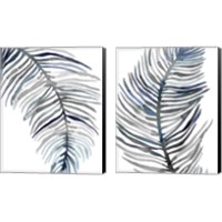 Framed 'Blue Feathered Palm 2 Piece Canvas Print Set' border=