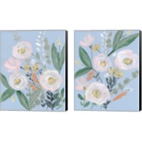 Framed Spring Bouquet on Blue 2 Piece Canvas Print Set