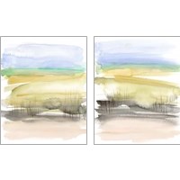 Framed 'Grassy Marsh 2 Piece Art Print Set' border=