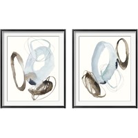 Framed 'Blue & Umber Rounds 2 Piece Framed Art Print Set' border=