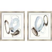 Framed 'Blue & Umber Rounds 2 Piece Framed Art Print Set' border=