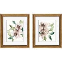 Framed 'Mauve Flowers 2 Piece Framed Art Print Set' border=